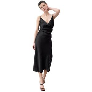 Zara| Black Satin Effect Draped Dress
